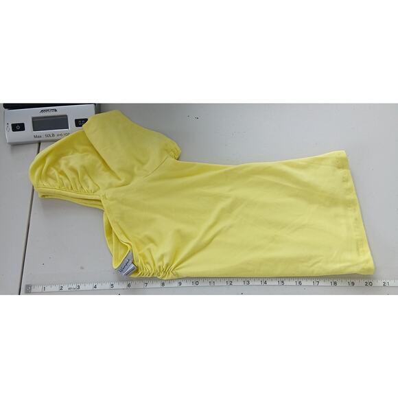 ReVamped Yellow Sweetheart Puff Sleeve Top Womens LG Y2K Flirty Preppy Cottage - Picture 7 of 8